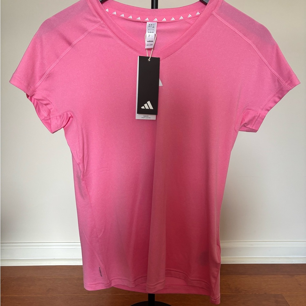 Adidas Pink V-Neck Performance Training Tee‎ | BNWT | Size Small